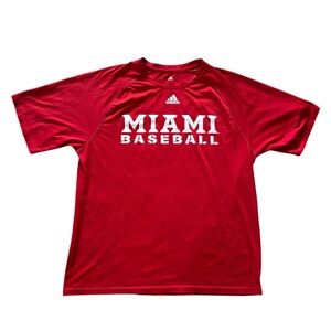 Adidas Miami Baseball T Shirt Men’s Large Red Climalite Athletic Tee